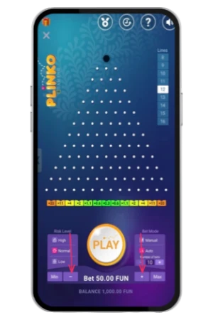 Establecer apuesta en Plinko